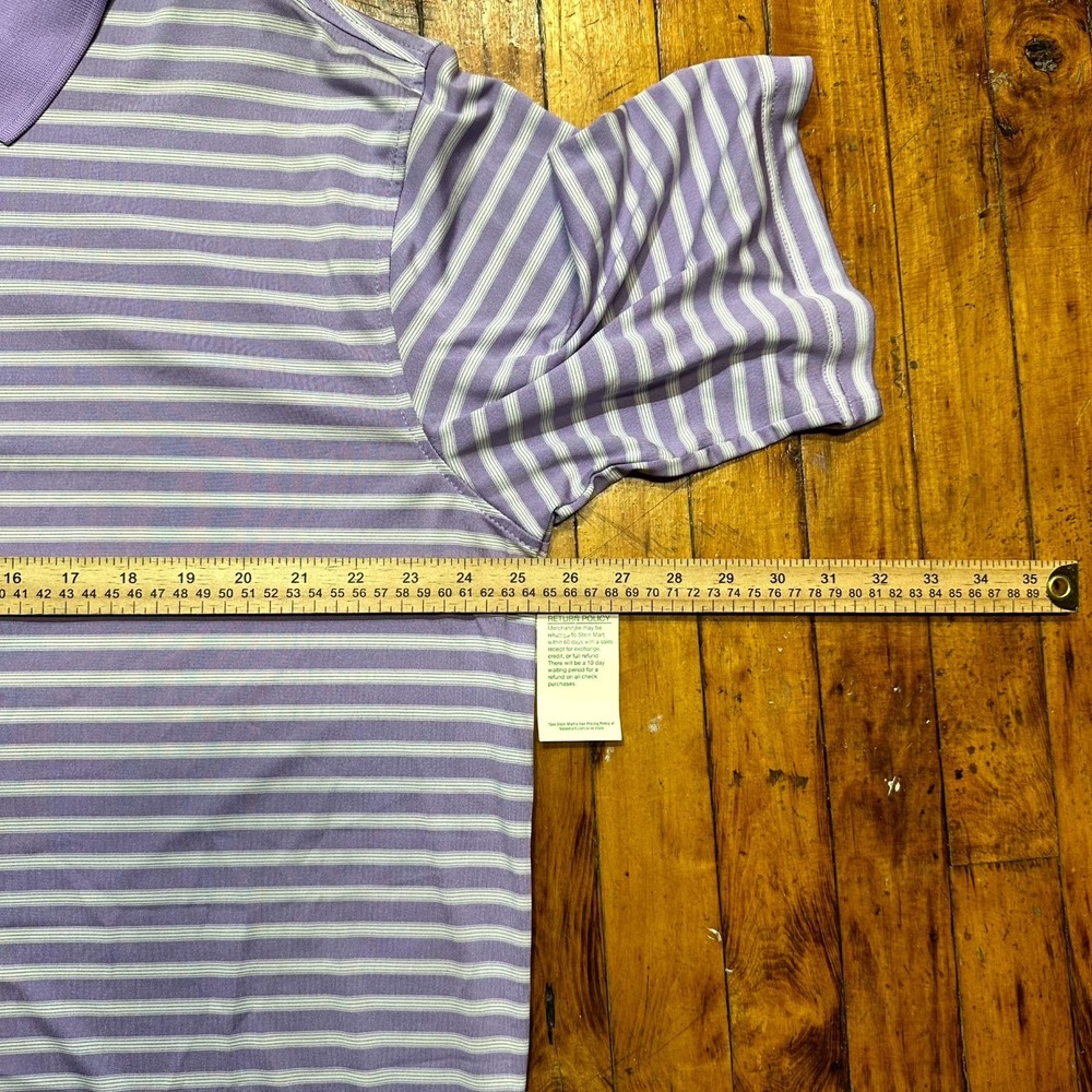 Pebble Beach Polo Shirt Men's 2XL Purple White Striped Short Sleeve Performance - Picture 5 of 6